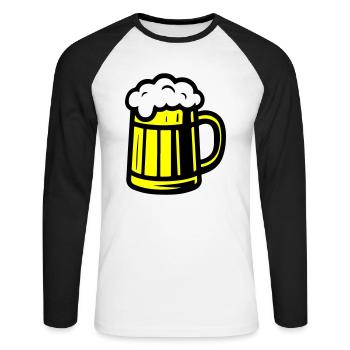 Chope à bière en verre à bière - T-shirt baseball manches longues Homme - blanc/noir - Devant - Nik (191cm)