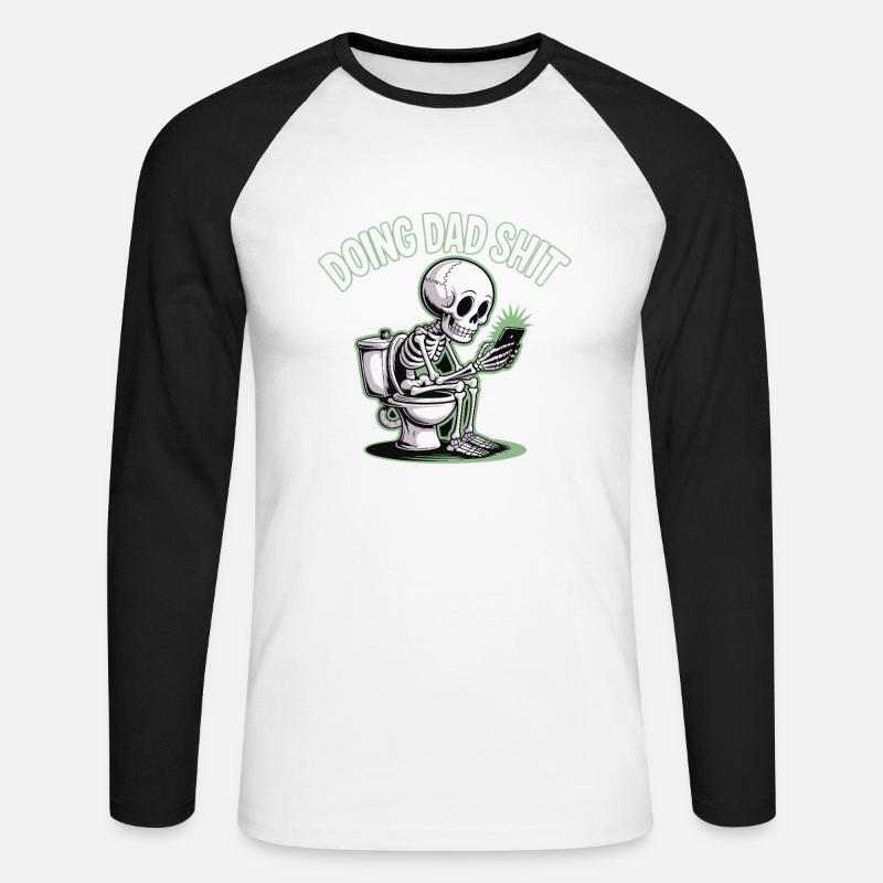 PAPA-SCHEISSE MACHEN - Unisex Baseballshirt langarm - Weiß/Schwarz