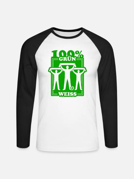 Grün Weiss Fussball - Unisex Baseballshirt langarm - Weiß/Schwarz