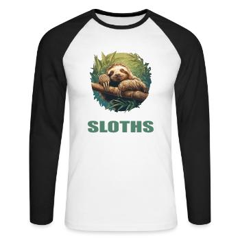 Sloths Sloth - Unisex Long Sleeve Baseball T-Shirt - white/black - Front - Nik (191cm)