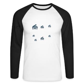 Ce que je fais de mon temps libre – T-shirt piano - T-shirt baseball manches longues Homme - blanc/noir - Devant - Nik (191cm)