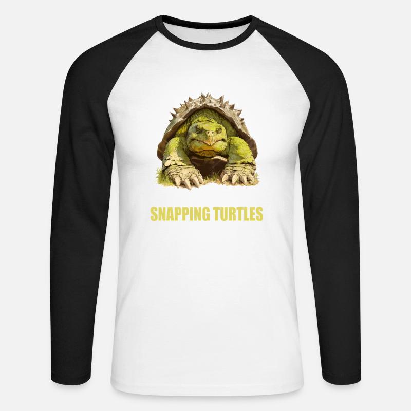 Snapping Turtles Snapping Turtle - Unisex Long Sleeve Baseball T-Shirt - white/black