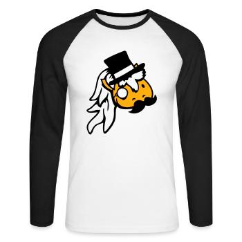 Cheval Sir Lord Rich Monocle Lunettes Chapeau haut de forme - T-shirt baseball manches longues Homme - blanc/noir - Devant - Nik (191cm)
