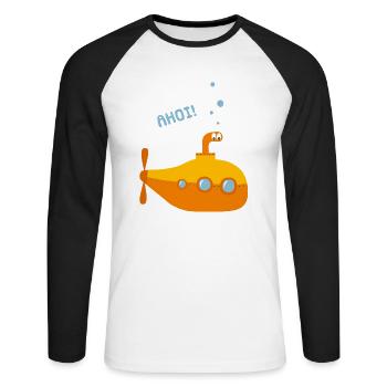 Unterwasser Comic U-Boot - Unisex Baseballshirt langarm - Weiß/Schwarz - Vorne - Nik (191cm)
