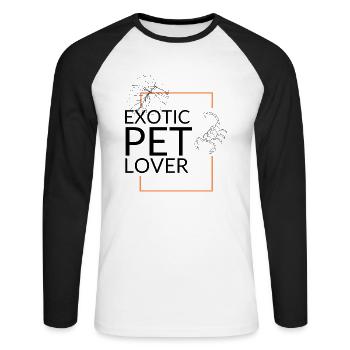 Exotic Pet Lover - Unisex Baseballshirt langarm - Weiß/Schwarz - Vorne - Nik (191cm)