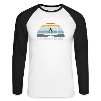 PROGRAMMATEUR LINUX PENGUIN TUX PC COMPUTERLOVE - T-shirt baseball manches longues Homme - blanc/noir - Devant - Nik (191cm)