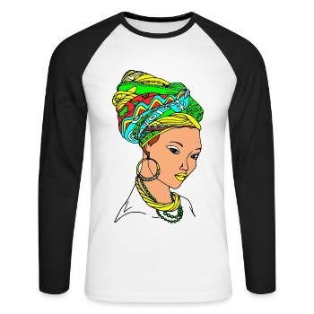 Afrique - beauté africaine - T-shirt baseball manches longues Homme - blanc/noir - Devant - Nik (191cm)