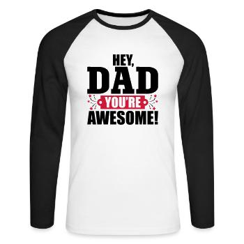 Papa awesome - T-shirt baseball manches longues Homme - blanc/noir - Devant - Nik (191cm)
