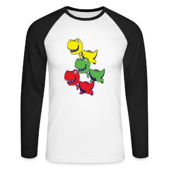 Dinosaurier T-Rex Babys - Unisex Baseballshirt langarm - Weiß/Schwarz - Vorne - Nik (191cm)