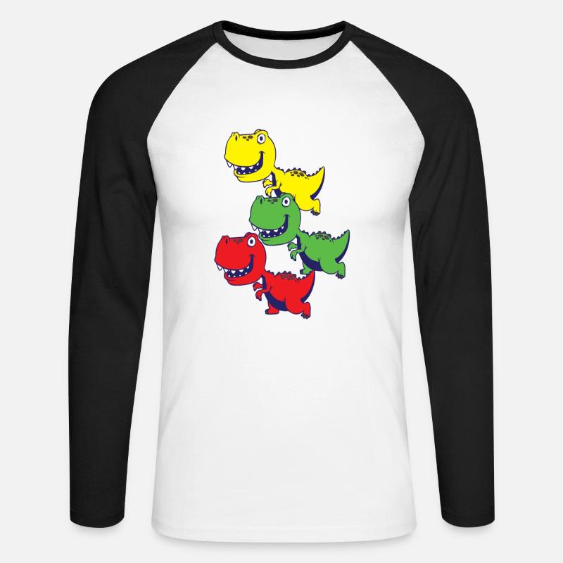 Dinosaurier T-Rex Babys - Unisex Baseballshirt langarm - Weiß/Schwarz
