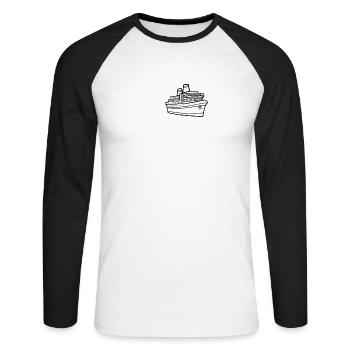 bateau de croisière, les Croisés heartbeat cadeau - T-shirt baseball manches longues Homme - blanc/noir - Devant - Nik (191cm)
