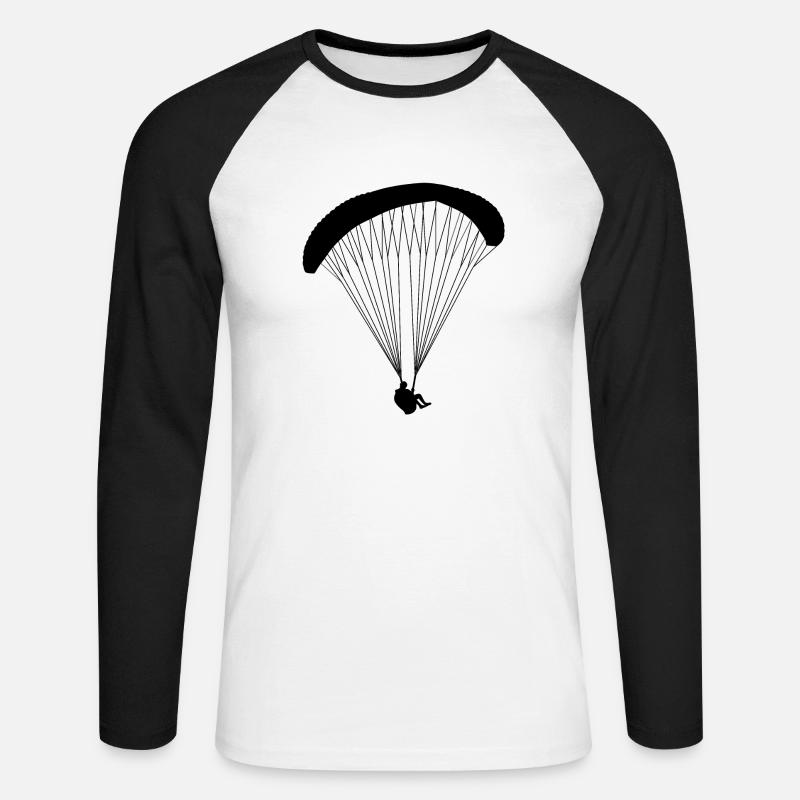 Gleitschirm - Unisex Baseballshirt langarm - Weiß/Schwarz