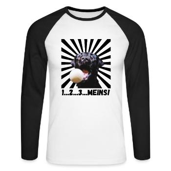 1...2...3...MINE! - Unisex Long Sleeve Baseball T-Shirt - white/black - Front - Nik (191cm)
