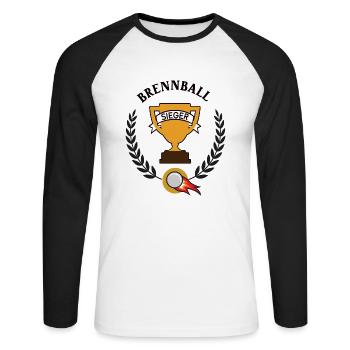 Brennball Sieger Brennballer Spieler Team Sieg - Unisex Baseballshirt langarm - Weiß/Schwarz - Vorne - Nik (191cm)