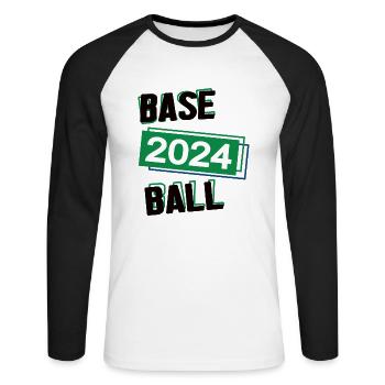 Baseball Spieler Team Turnier Mannschaft in 2024 - Unisex Baseballshirt langarm - Weiß/Schwarz - Vorne - Nik (191cm)
