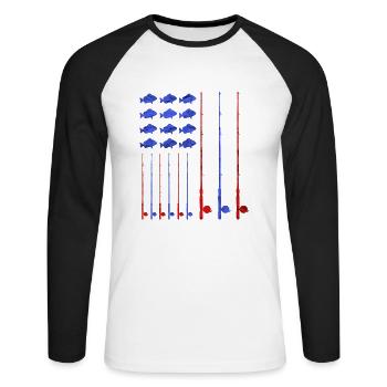 fishing - Unisex Long Sleeve Baseball T-Shirt - white/black - Front - Nik (191cm)