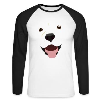 (Labrador Face) - T-shirt baseball manches longues Homme - blanc/noir - Devant - Nik (191cm)