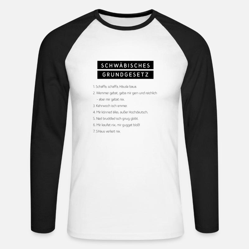Schwäbisches Grundgesetz - Unisex Baseballshirt langarm - Weiß/Schwarz