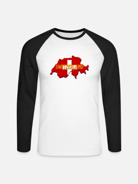 Schweiz - Unisex Baseballshirt langarm - Weiß/Schwarz