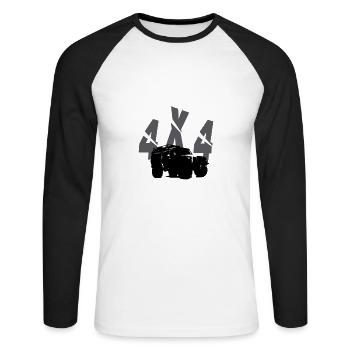 4x4 - Unisex Baseballshirt langarm - Weiß/Schwarz - Vorne - Nik (191cm)