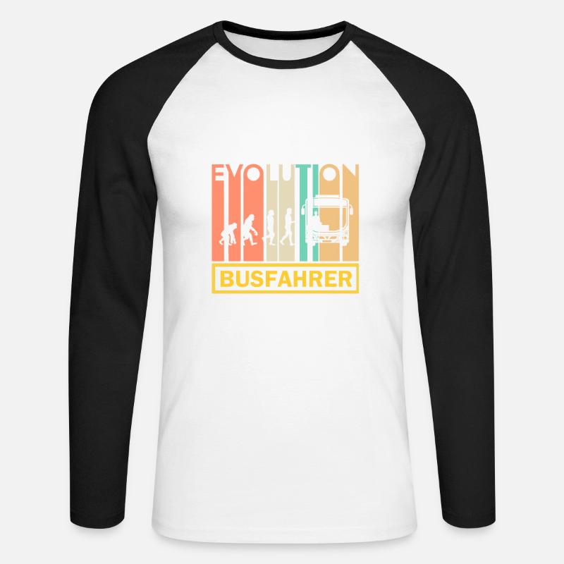Busfahrer Beruf Geschenk · Evolution - Unisex Baseballshirt langarm - Weiß/Schwarz