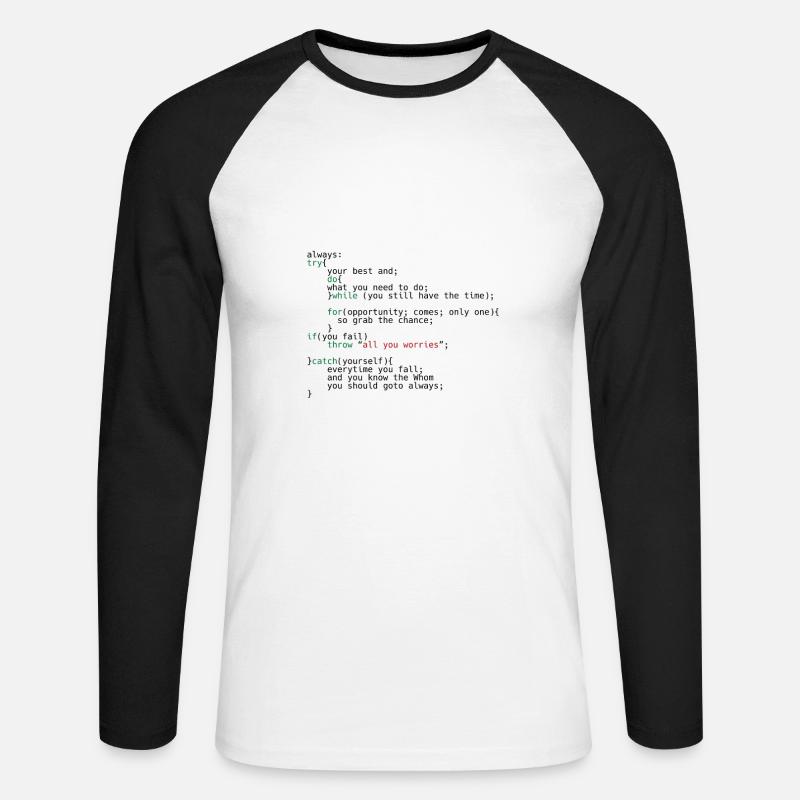 Geek Coder - Unisex Baseballshirt langarm - Weiß/Schwarz