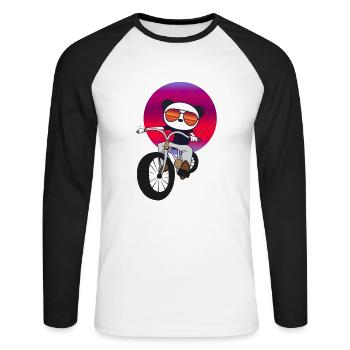 Panda sur vélo panda ours enfant enfants Enfants Enfants - T-shirt baseball manches longues Homme - blanc/noir - Devant - Nik (191cm)