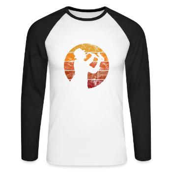 Saxophone Jazz Swing Classique Musique Ska Punk Rock - T-shirt baseball manches longues Homme - blanc/noir - Devant - Nik (191cm)