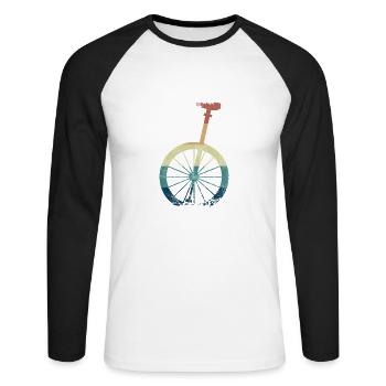 Unicycle Rider Artist High Wheel Artist Gift - Unisex Long Sleeve Baseball T-Shirt - white/black - Front - Nik (191cm)