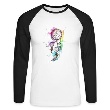 DREAM CATCHER COULEURS DE RAINBOW - T-shirt baseball manches longues Homme - blanc/noir - Devant - Nik (191cm)