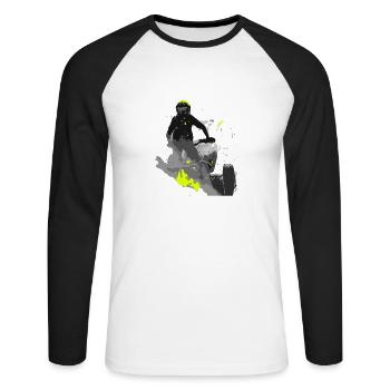 Quad abstrakt - Unisex Baseballshirt langarm - Weiß/Schwarz - Vorne - Nik (191cm)