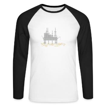 Plateforme de forage - plate-forme pétrolière - T-shirt baseball manches longues Homme - blanc/noir - Devant - Nik (191cm)