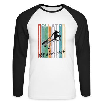 Rollator Vintage Freestyle Old but Cool Gift - Unisex Long Sleeve Baseball T-Shirt - white/black - Front - Nik (191cm)