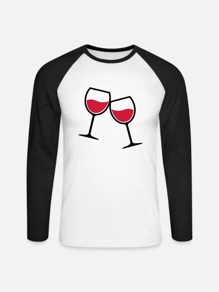 Zwei Weingläser anstoßen - Unisex Baseballshirt langarm - Weiß/Schwarz