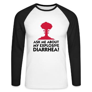 Demandez-moi au sujet de mon diarrhée explosive! - T-shirt baseball manches longues Homme - blanc/noir - Devant - Nik (191cm)