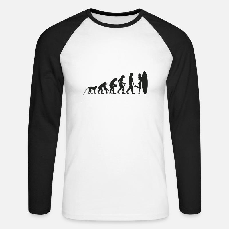 Evolution Surf - Unisex Baseballshirt langarm - Weiß/Schwarz
