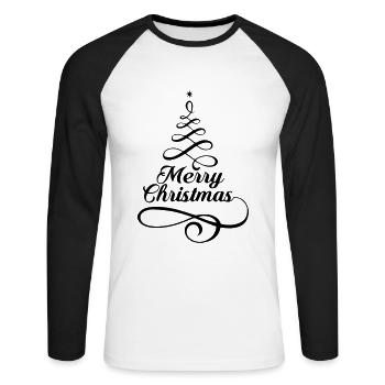 Joyeux Noël et bonne année - T-shirt baseball manches longues Homme - blanc/noir - Devant - Nik (191cm)