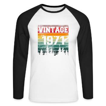 1971 Cadeau D'anniversaire Vintage 1971 Rétro - T-shirt baseball manches longues Homme - blanc/noir - Devant - Nik (191cm)
