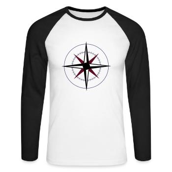 Boussole nord sud ouest est cadeau idée - T-shirt baseball manches longues Homme - blanc/noir - Devant - Nik (191cm)