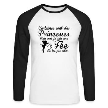 la fée pas chier - Unisex Long Sleeve Baseball T-Shirt - white/black - Front - Nik (191cm)