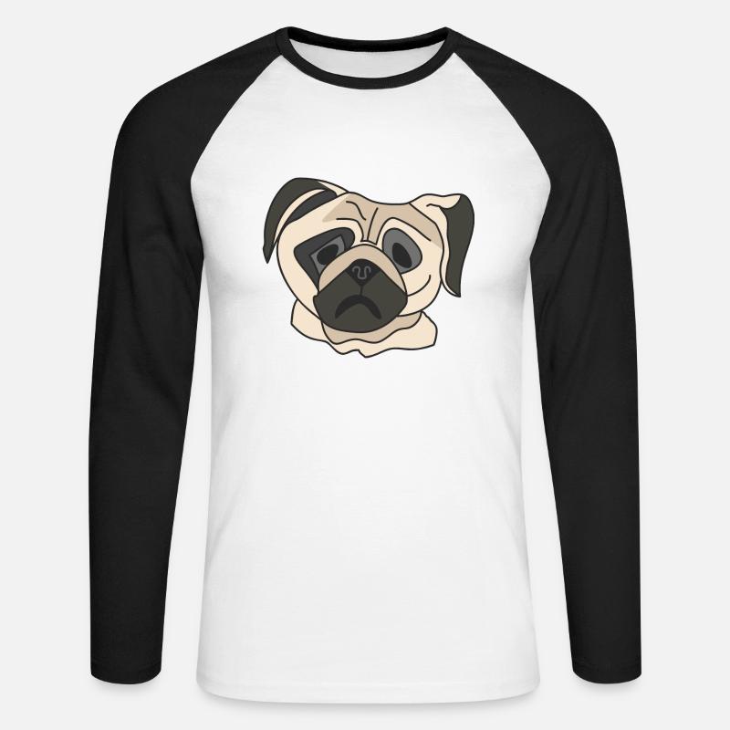 Mopsgesicht - Unisex Baseballshirt langarm - Weiß/Schwarz