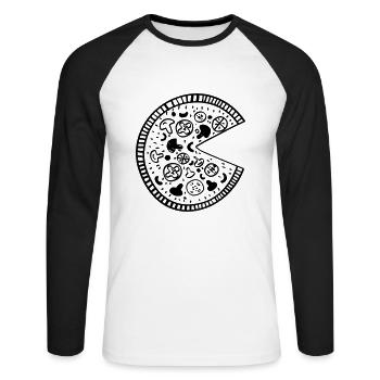 Pizza Liebe zum Valentinstag - Partnershirt 2/2 - Unisex Baseballshirt langarm - Weiß/Schwarz - Vorne - Nik (191cm)