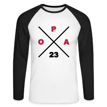 Opa 23 - Unisex Baseballshirt langarm - Weiß/Schwarz - Vorne - Nik (191cm)