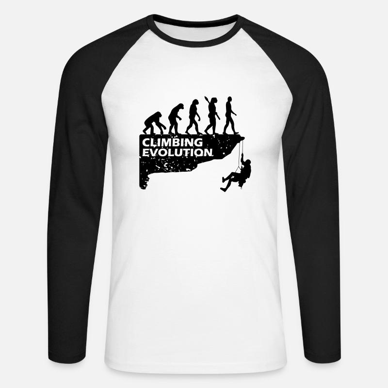 Climbing Evolution - Unisex Baseballshirt langarm - Weiß/Schwarz