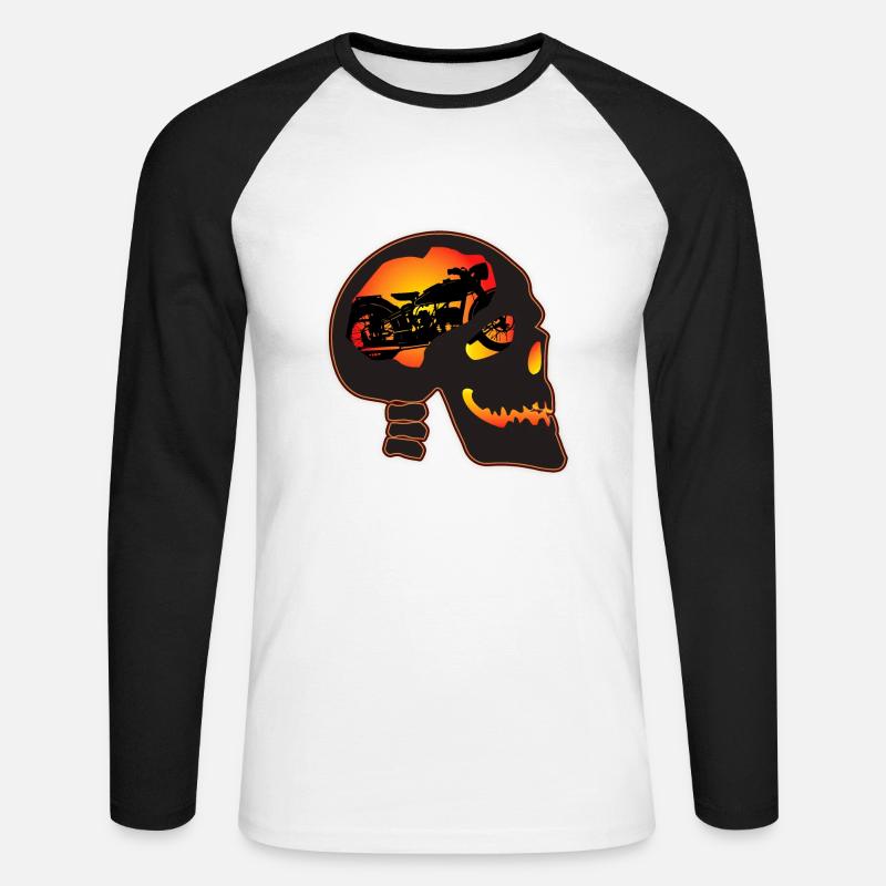 Biker Skull - Unisex Baseballshirt langarm - Weiß/Schwarz