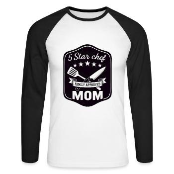 5 Star Cook Mom - Family Kitchen Design - Unisex Long Sleeve Baseball T-Shirt - white/black - Front - Nik (191cm)