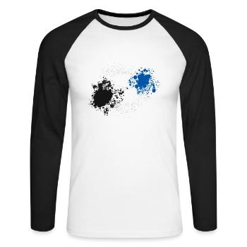 Noir-Blanc-Bleu - T-shirt baseball manches longues Homme - blanc/noir - Devant - Nik (191cm)