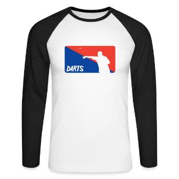 Joueur de fléchettes - T-shirt baseball manches longues Homme - blanc/noir - Devant - Nik (191cm)