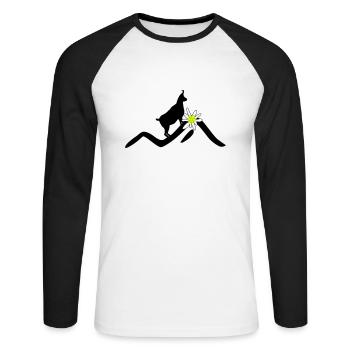 Berge, Gams und Edelweiß - Unisex Baseballshirt langarm - Weiß/Schwarz - Vorne - Nik (191cm)