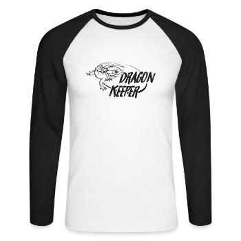 Red Eyed Crocodile Skink Dragon Keeper - Unisex Long Sleeve Baseball T-Shirt - white/black - Front - Nik (191cm)